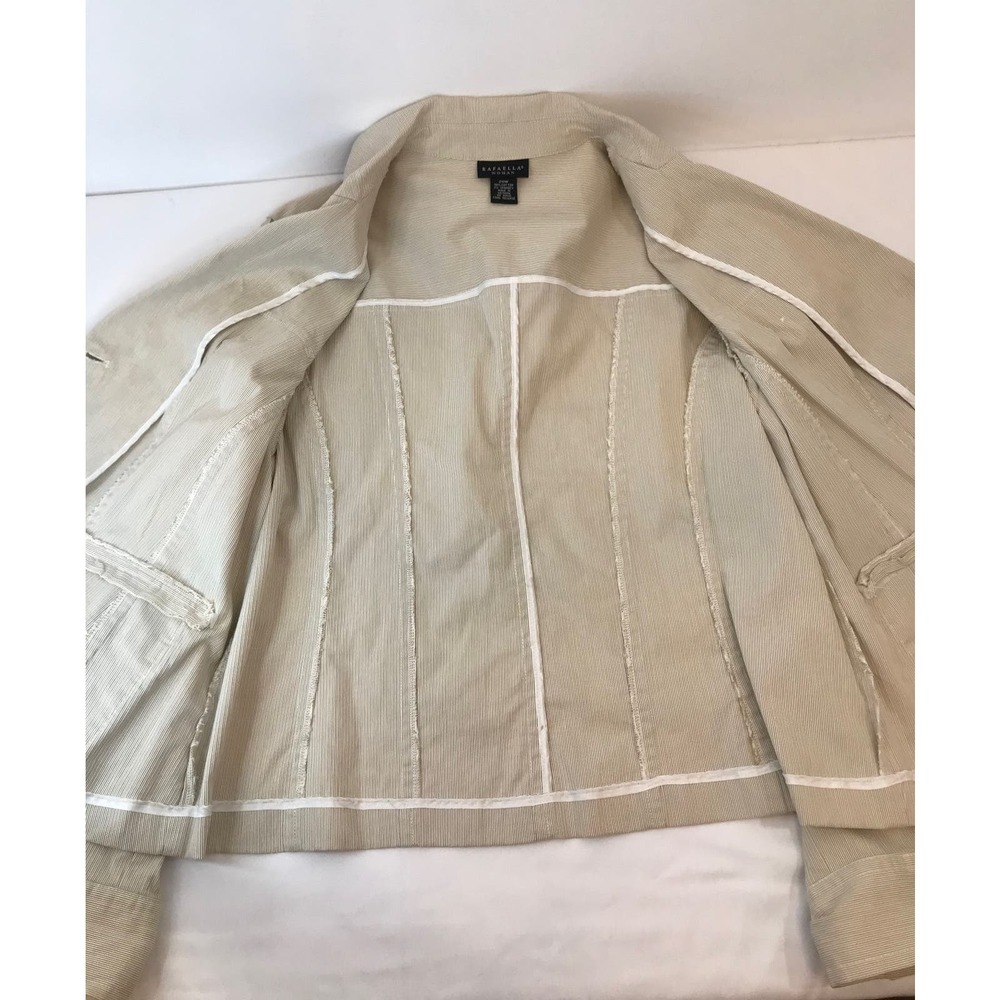 Rafaella Women Jacket Blazer Dobby Stripe Cream Cotton Two Buttons Size 20W - Picture 8 of 12